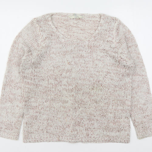 Debenhams Womens Beige Round Neck  Acrylic Pullover Jumper Size 14