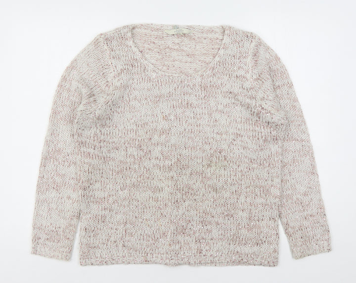 Debenhams Womens Beige Round Neck  Acrylic Pullover Jumper Size 14