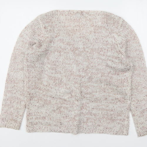 Debenhams Womens Beige Round Neck  Acrylic Pullover Jumper Size 14