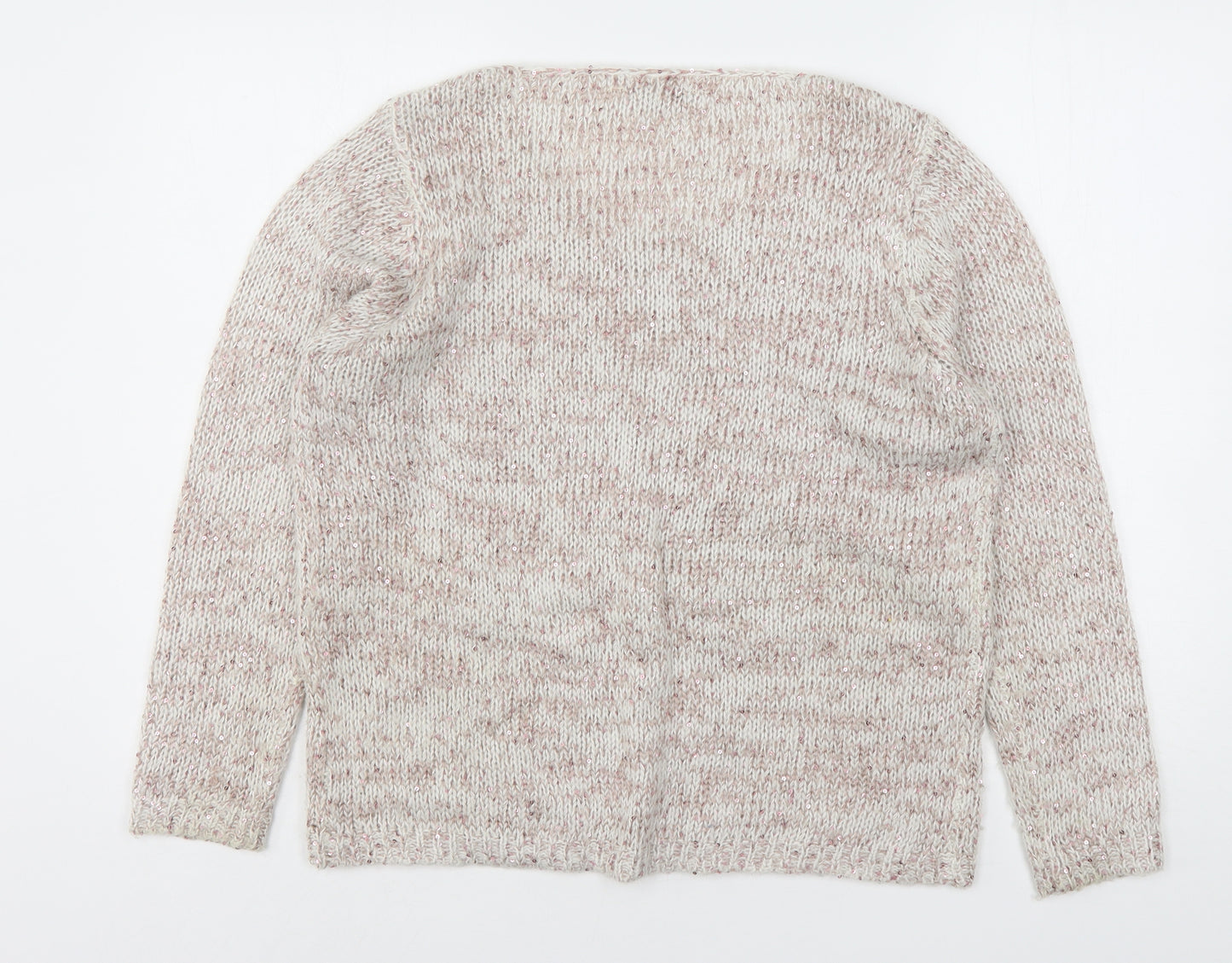 Debenhams Womens Beige Round Neck  Acrylic Pullover Jumper Size 14