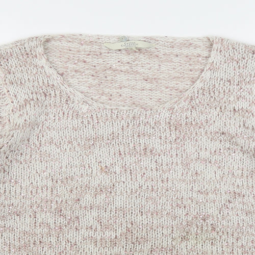 Debenhams Womens Beige Round Neck  Acrylic Pullover Jumper Size 14