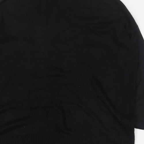 TU Womens Black V-Neck  Acrylic Pullover Jumper Size 14