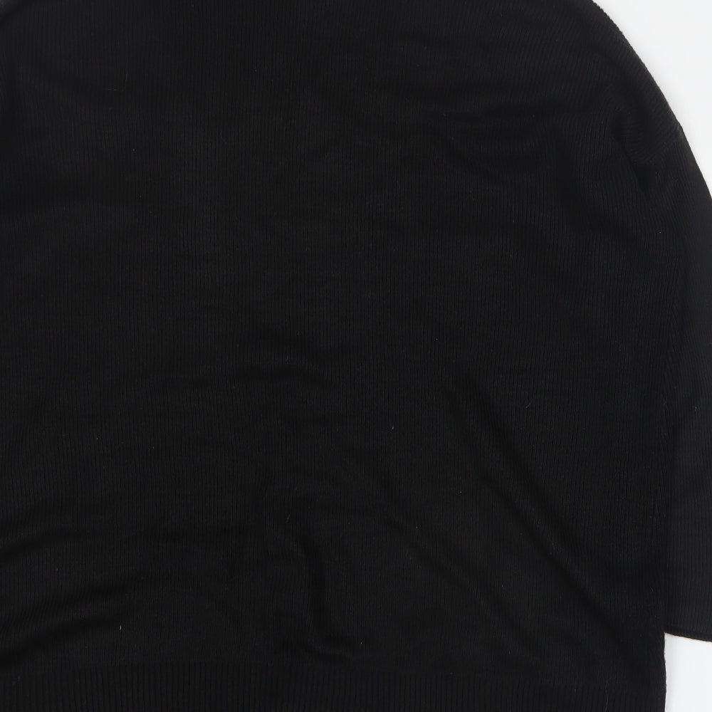 TU Womens Black V-Neck  Acrylic Pullover Jumper Size 14