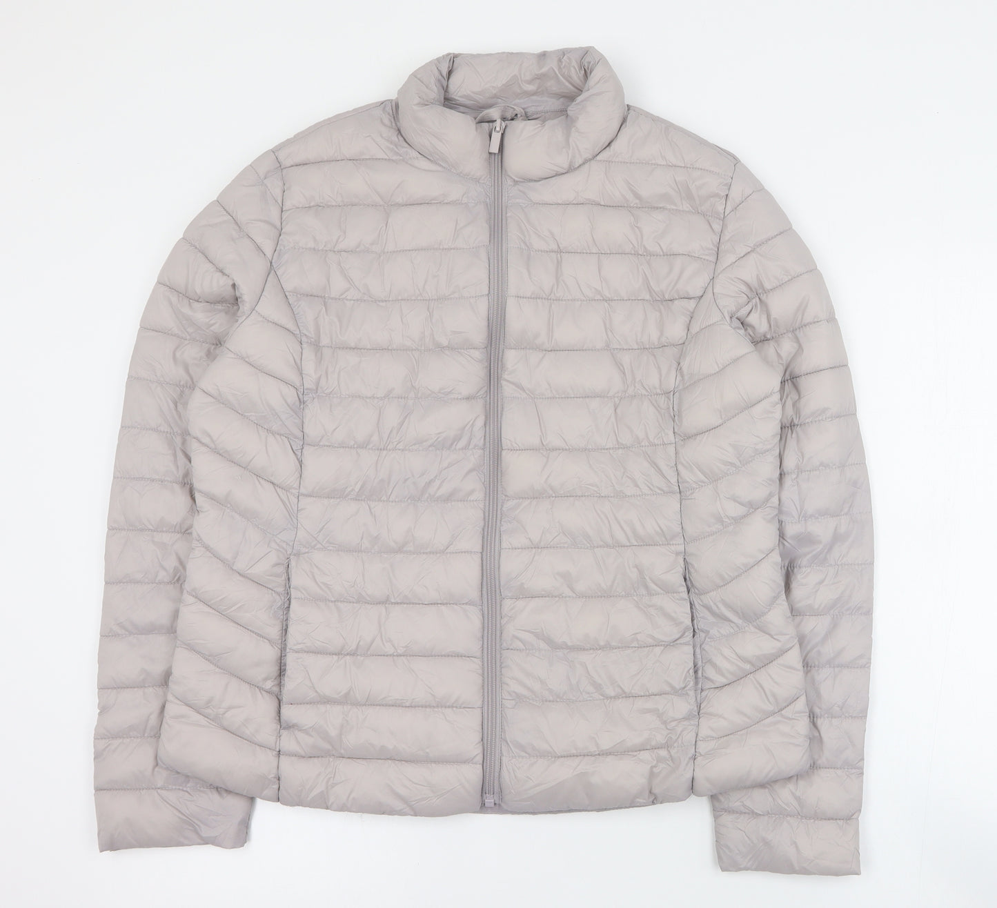 Primark Womens Grey   Puffer Jacket Coat Size L  Zip