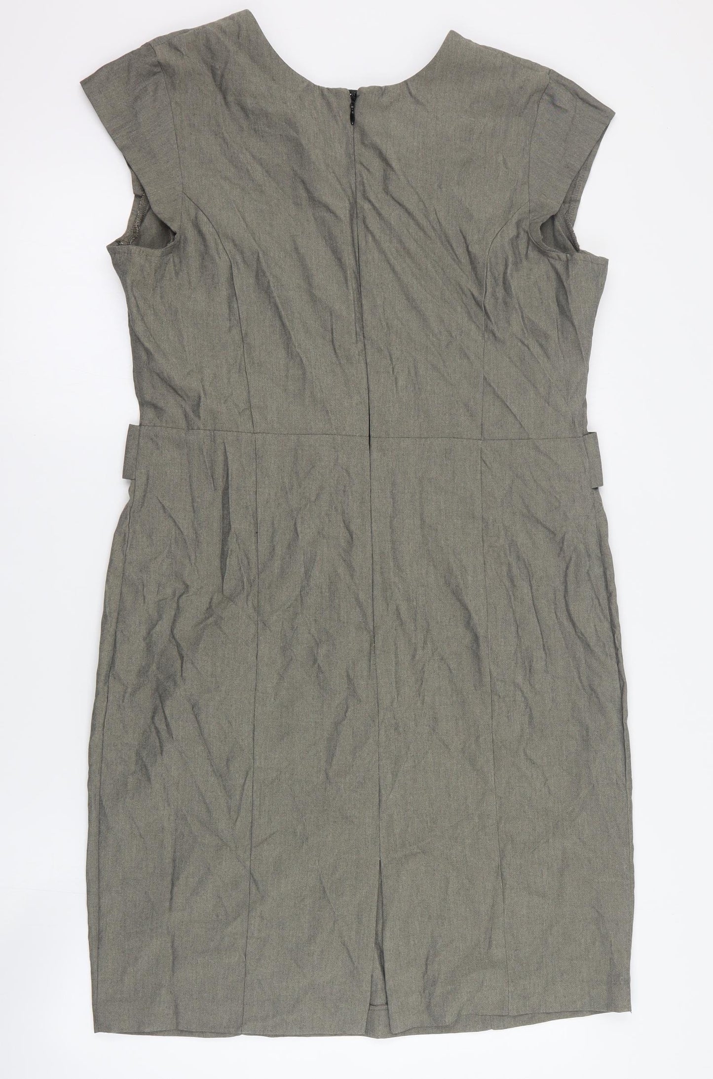 NEXT Womens Beige  Polyester Pencil Dress  Size 18  Round Neck Zip