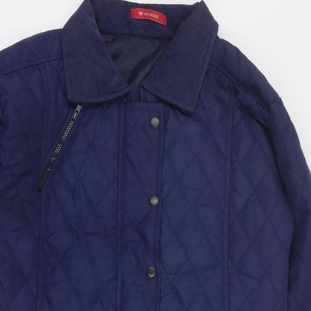 Influence Womens Blue   Quilted Coat Size 10  Snap