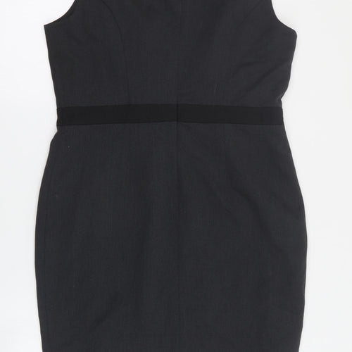 F&F Womens Grey  Polyester Pencil Dress  Size 14  Round Neck Zip