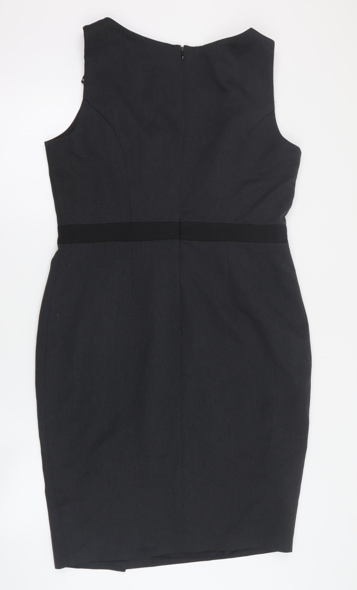 F&F Womens Grey  Polyester Pencil Dress  Size 14  Round Neck Zip