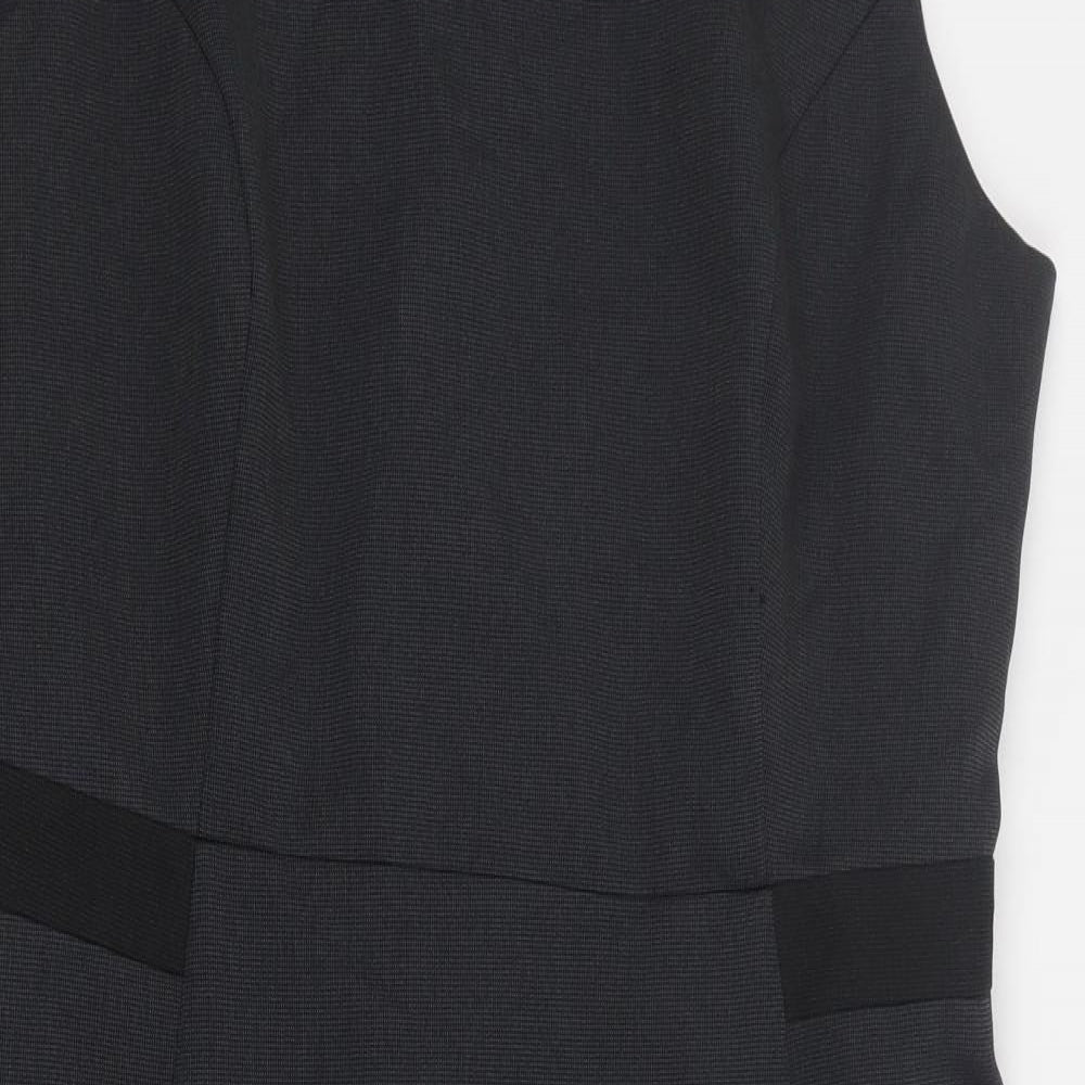 F&F Womens Grey  Polyester Pencil Dress  Size 14  Round Neck Zip