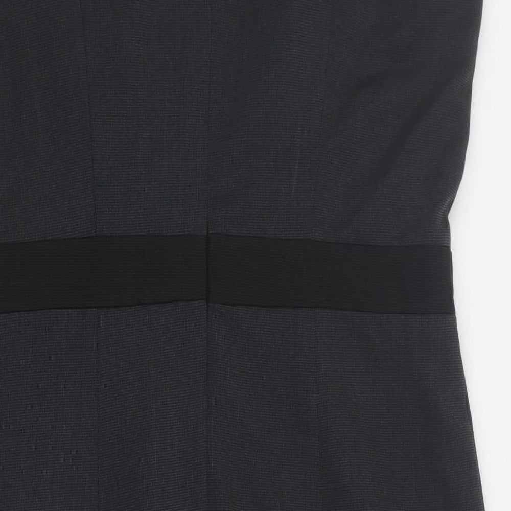 F&F Womens Grey  Polyester Pencil Dress  Size 14  Round Neck Zip