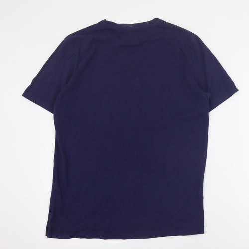 Borg Mens Blue  Cotton  T-Shirt Size L Crew Neck