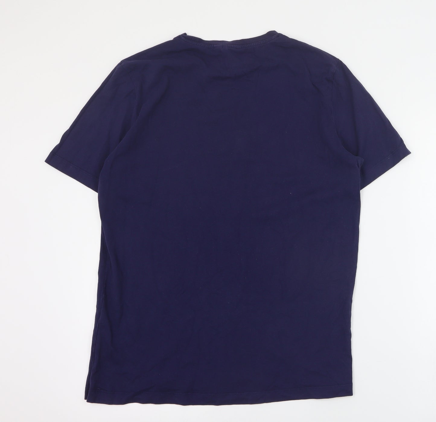 Borg Mens Blue  Cotton  T-Shirt Size L Crew Neck