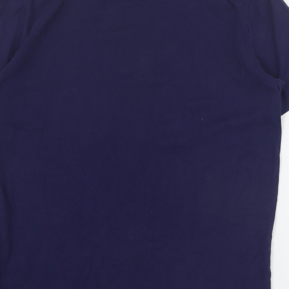 Borg Mens Blue  Cotton  T-Shirt Size L Crew Neck