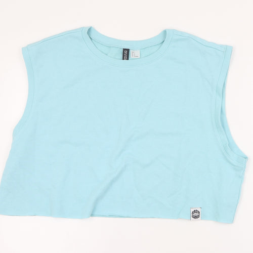 H&M Womens Blue  Cotton Pullover Sweatshirt Size L  Pullover - Cropped