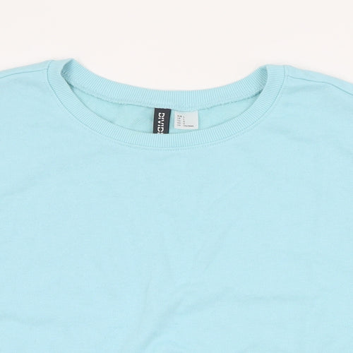 H&M Womens Blue  Cotton Pullover Sweatshirt Size L  Pullover - Cropped