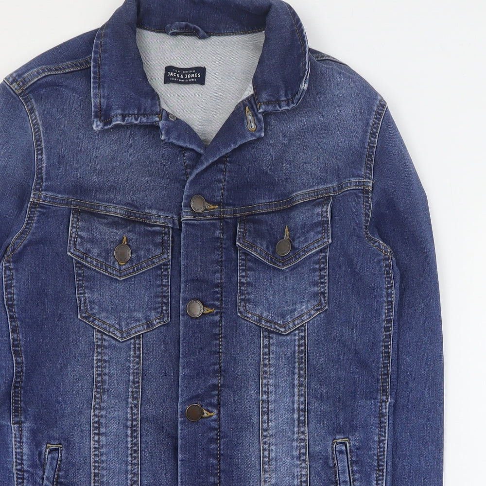 JACK & JONES Mens Blue   Jacket  Size S  Button