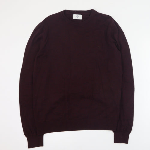 The Basics Mens Purple Round Neck  Cotton Pullover Jumper Size L