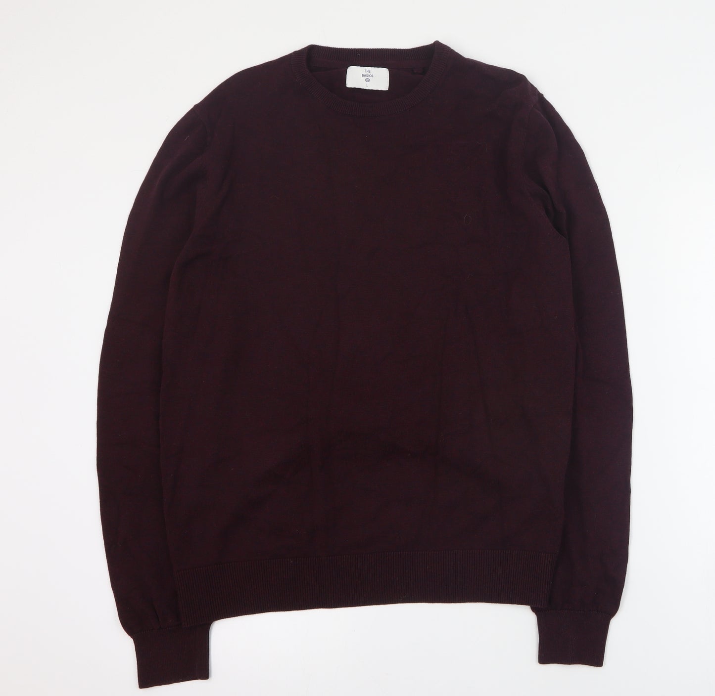 The Basics Mens Purple Round Neck  Cotton Pullover Jumper Size L