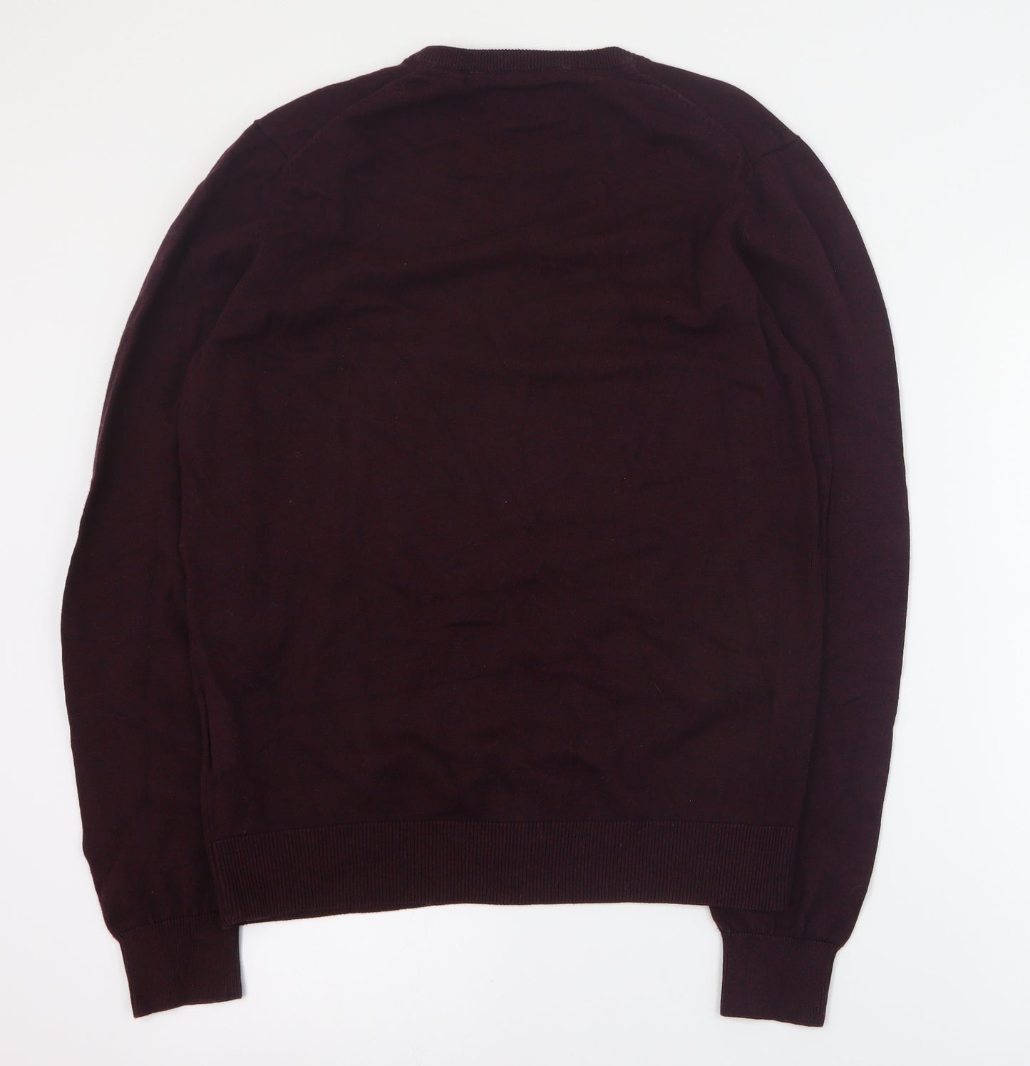 The Basics Mens Purple Round Neck  Cotton Pullover Jumper Size L