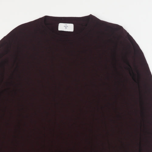 The Basics Mens Purple Round Neck  Cotton Pullover Jumper Size L