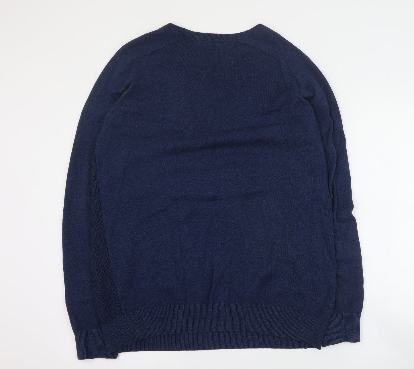 George Mens Blue Round Neck  Cotton Pullover Jumper Size L