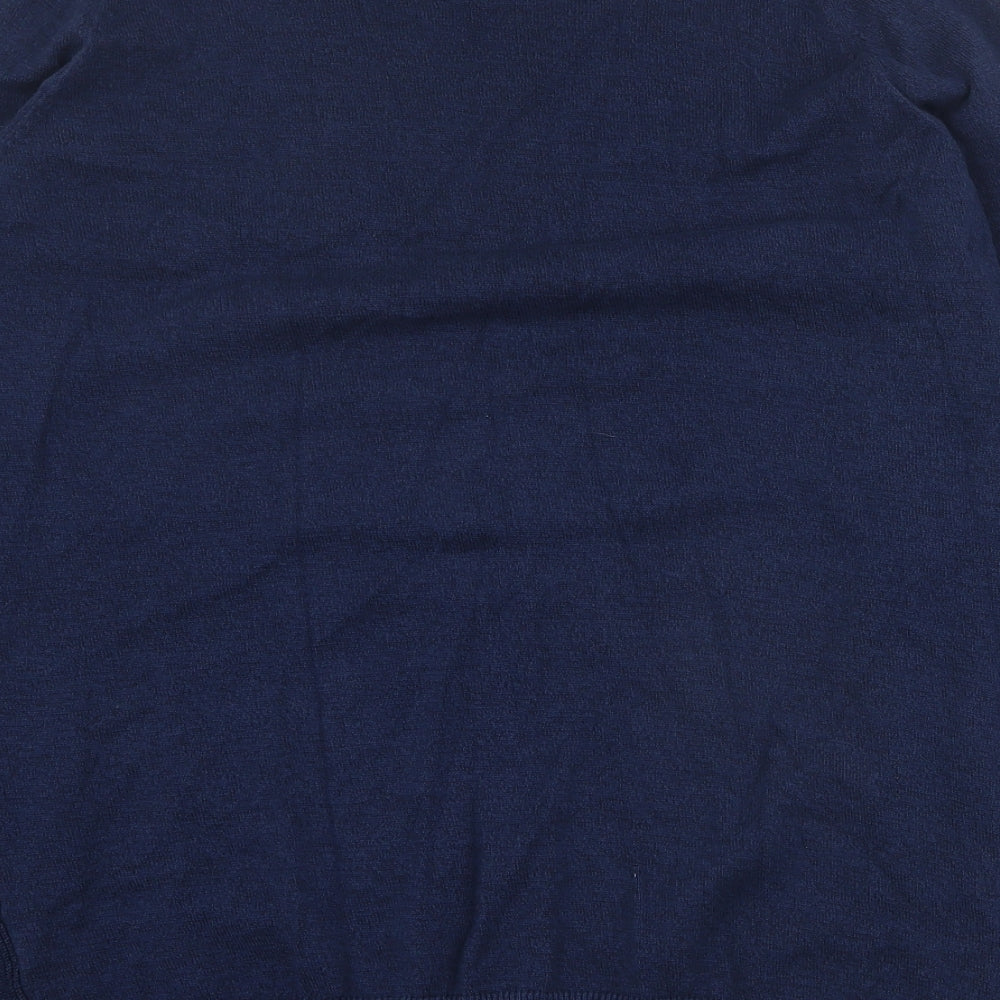 George Mens Blue Round Neck  Cotton Pullover Jumper Size L