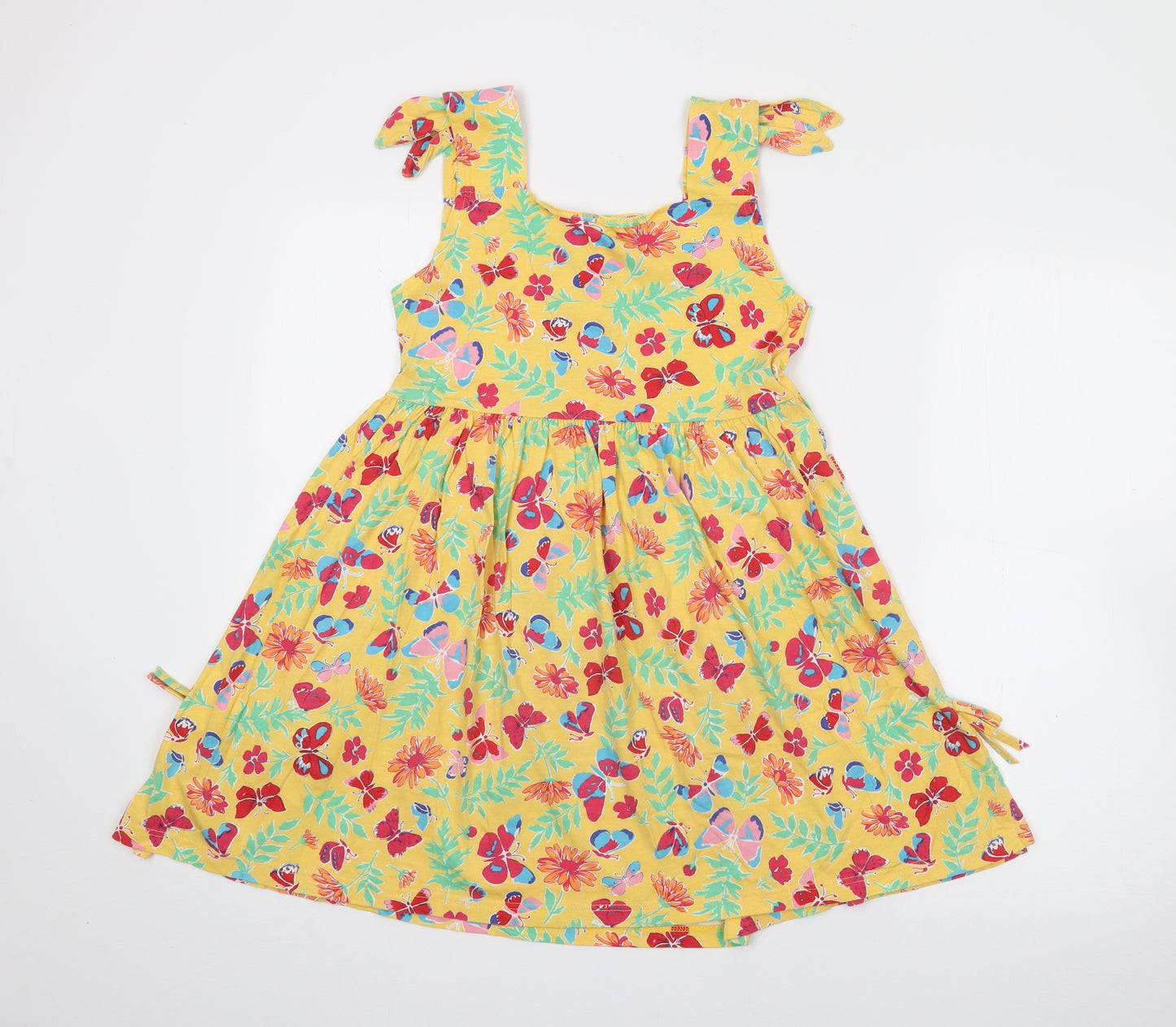 Marybel Girls Yellow Floral Cotton Fit & Flare  Size 8 Years  Square Neck