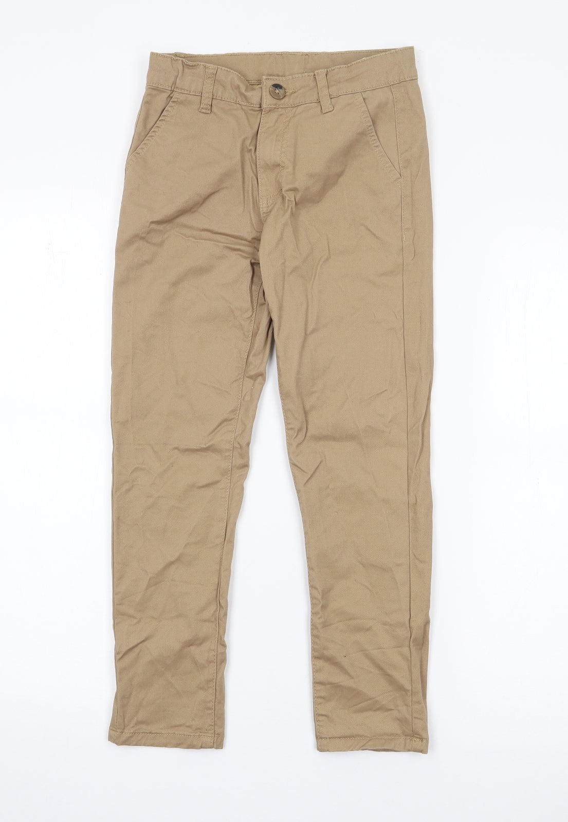 Dunnes Stores Boys Beige  Cotton Chino Trousers Size 7-8 Years  Regular