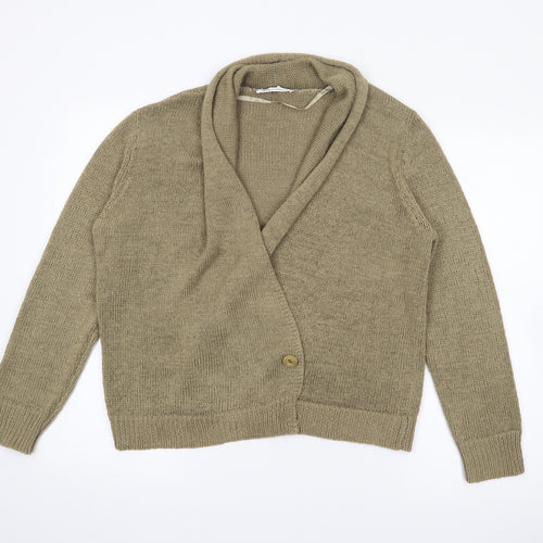 Kenneth Cole Womens Green Roll Neck  Acrylic Cardigan Jumper Size M