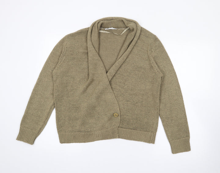 Kenneth Cole Womens Green Roll Neck Acrylic Cardigan Jumper Size M