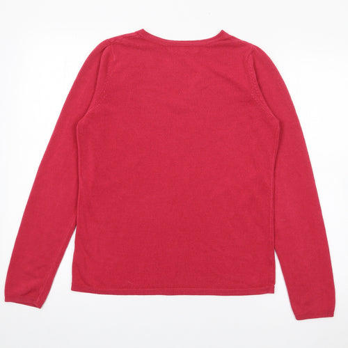 Marks and Spencer Womens Pink V-Neck  Acrylic Pullover Jumper Size 12