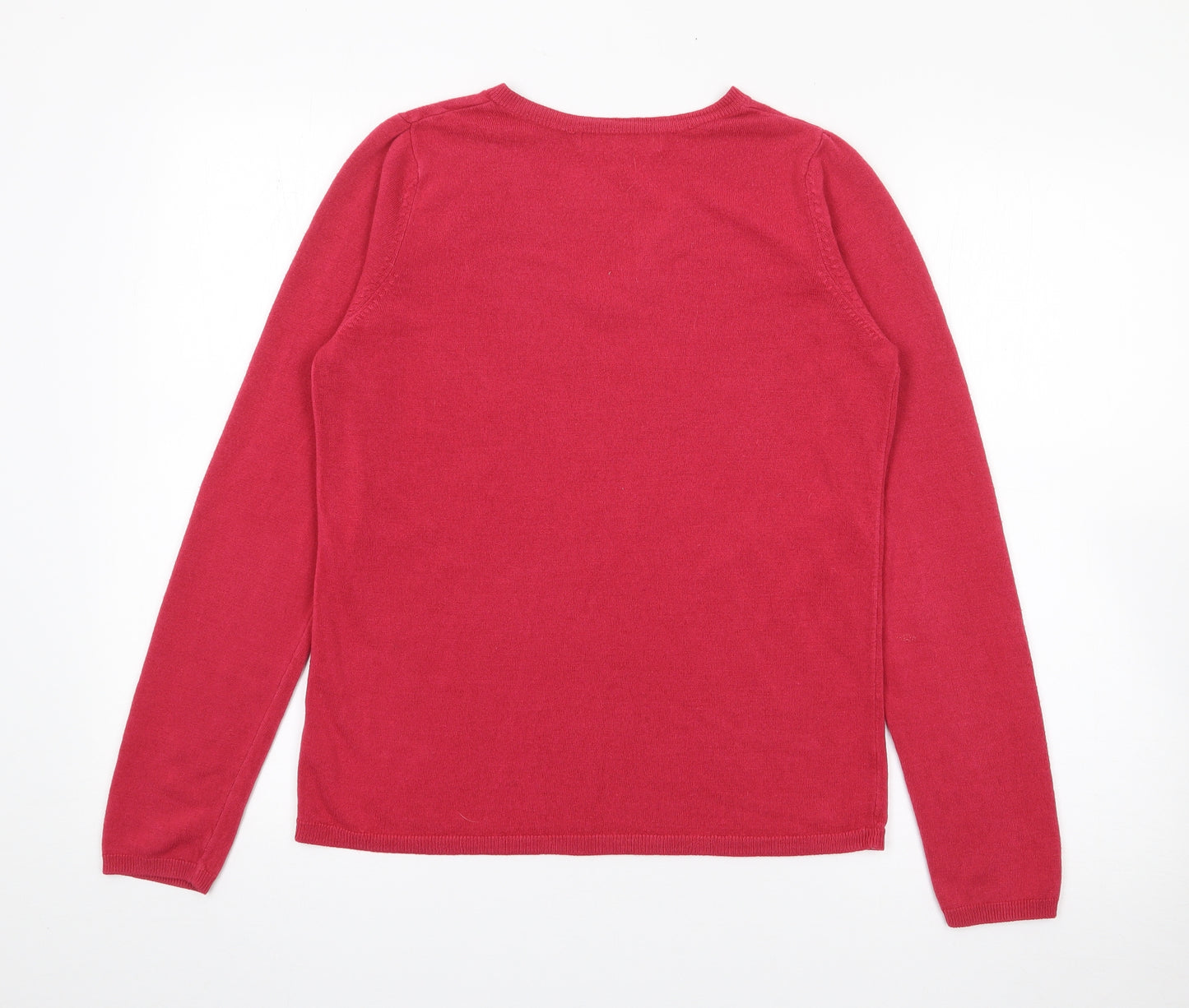 Marks and Spencer Womens Pink V-Neck  Acrylic Pullover Jumper Size 12