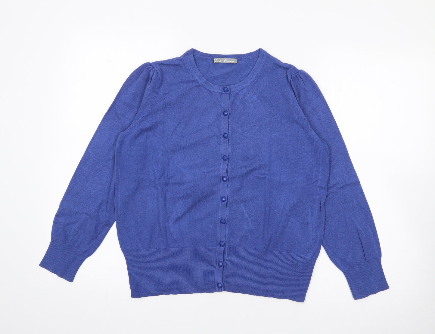 Marks and Spencer Womens Blue Crew Neck  Viscose Cardigan Jumper Size 12