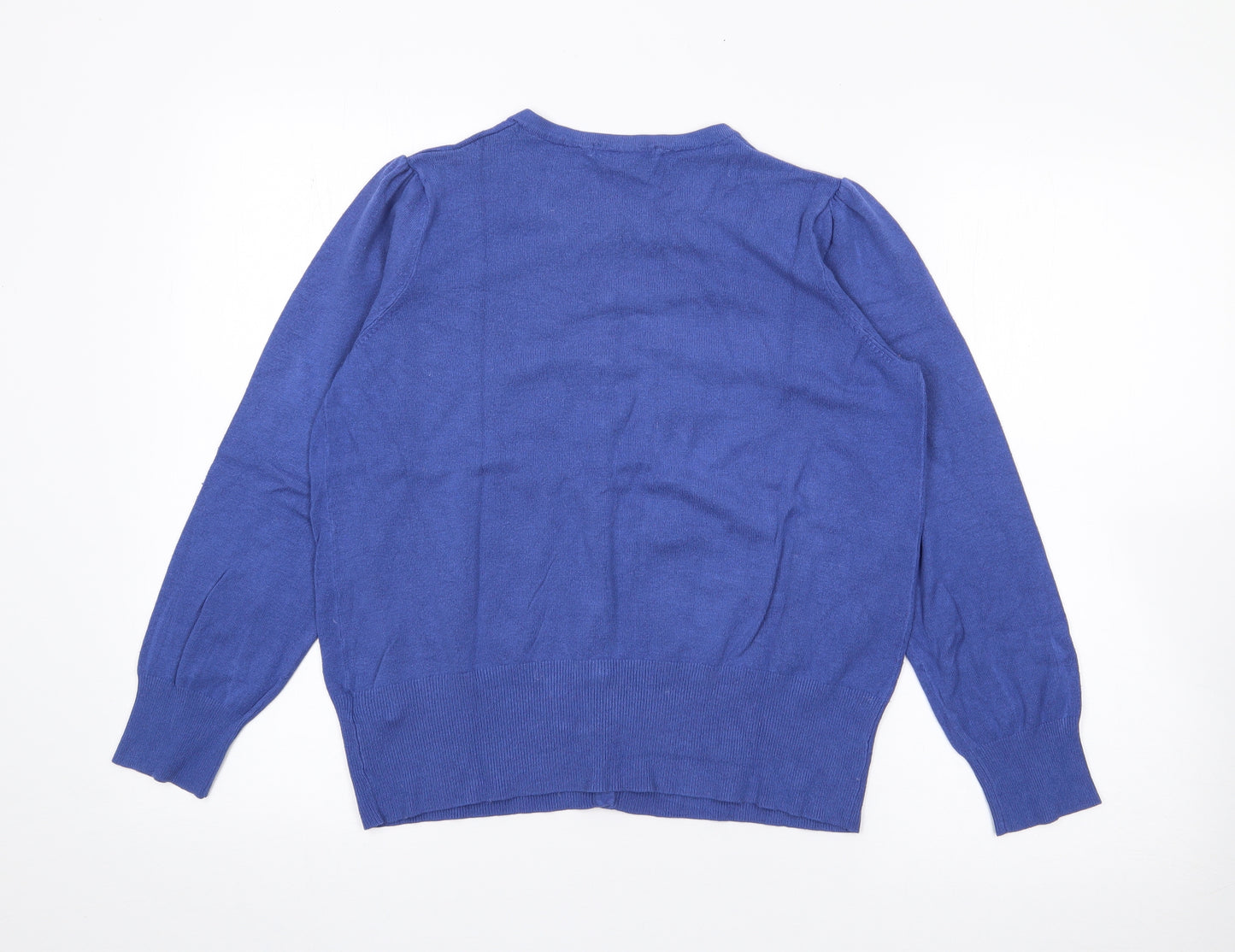Marks and Spencer Womens Blue Crew Neck  Viscose Cardigan Jumper Size 12