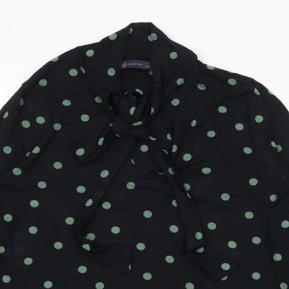 Marks and Spencer Womens Black Collared Polka Dot Viscose Pullover Jumper Size 12