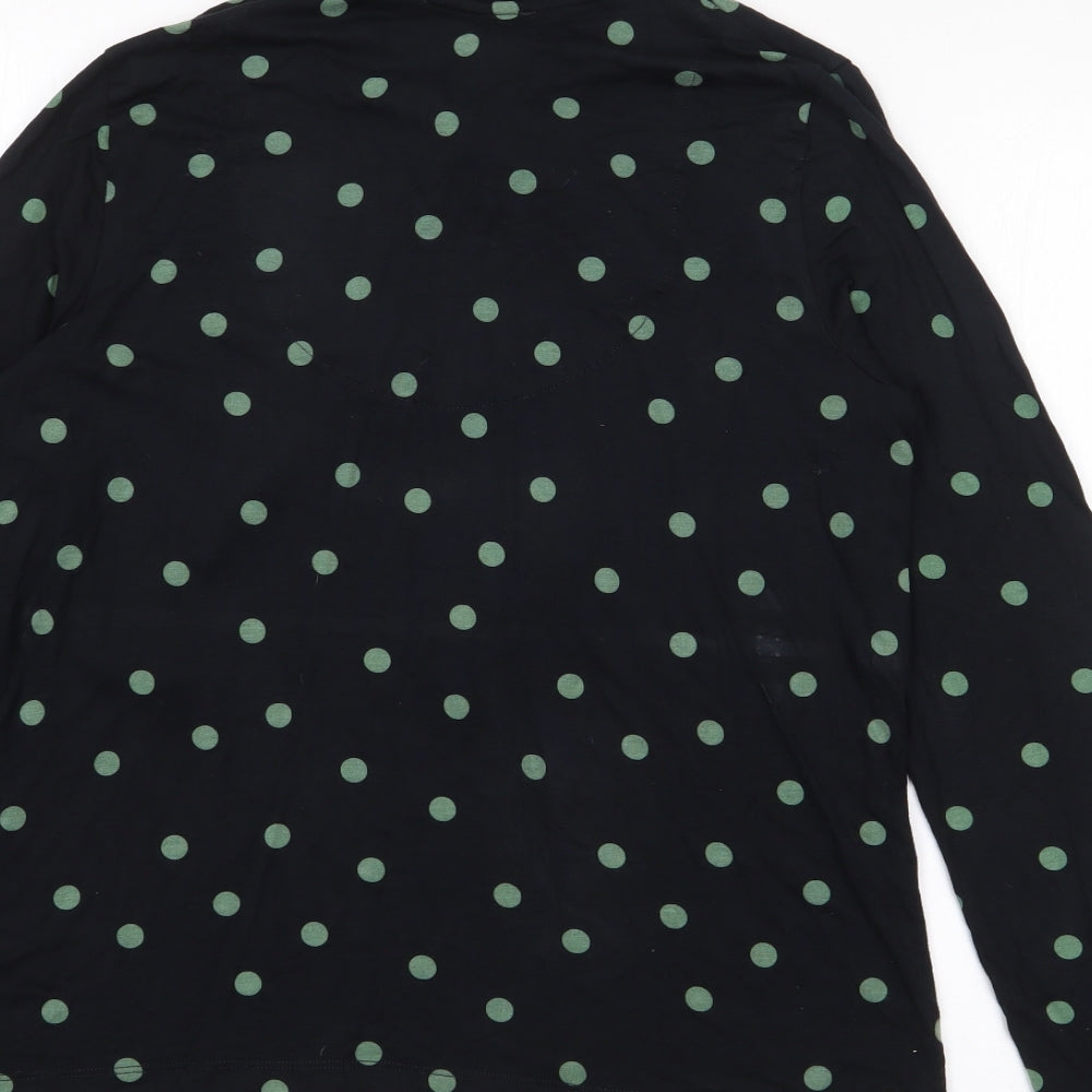 Marks and Spencer Womens Black Collared Polka Dot Viscose Pullover Jumper Size 12