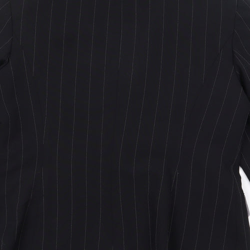 Select Womens Black Pinstripe Polyester Jacket Blazer Size 14