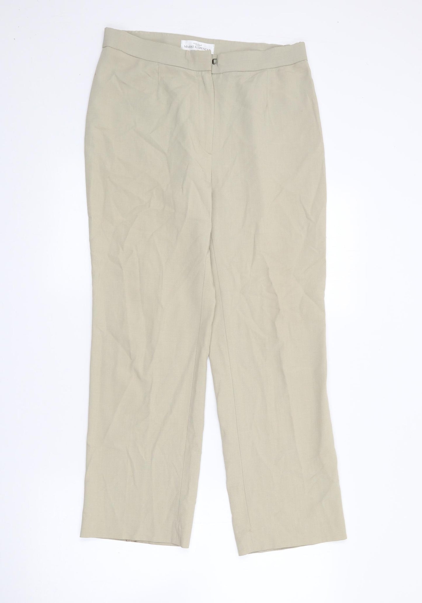 Marks and Spencer Womens Beige  Viscose Trousers  Size 10 L26 in Regular