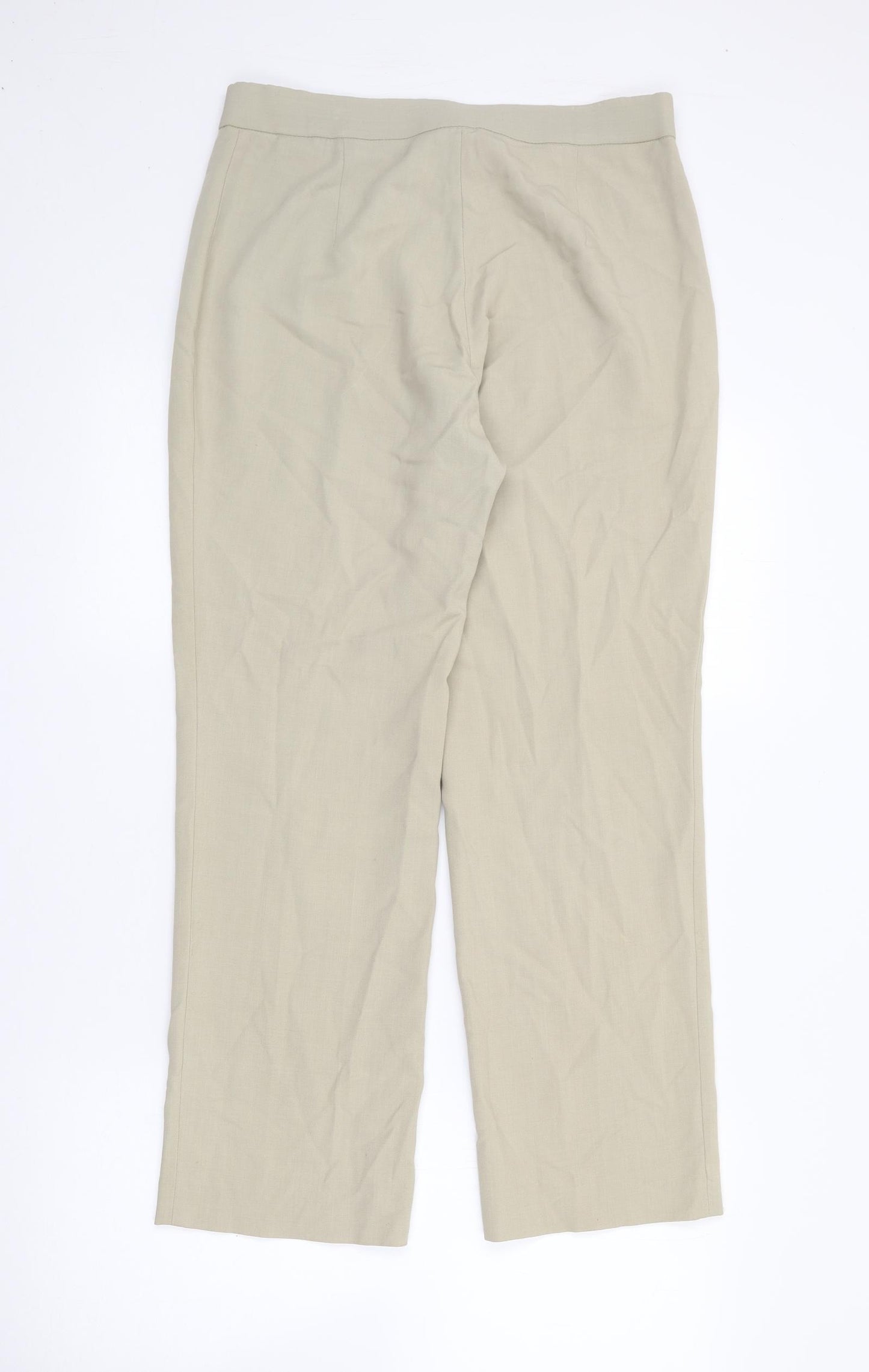 Marks and Spencer Womens Beige  Viscose Trousers  Size 10 L26 in Regular