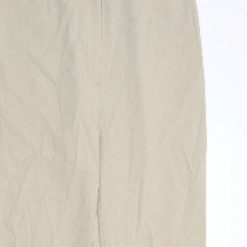 Marks and Spencer Womens Beige  Viscose Trousers  Size 10 L26 in Regular