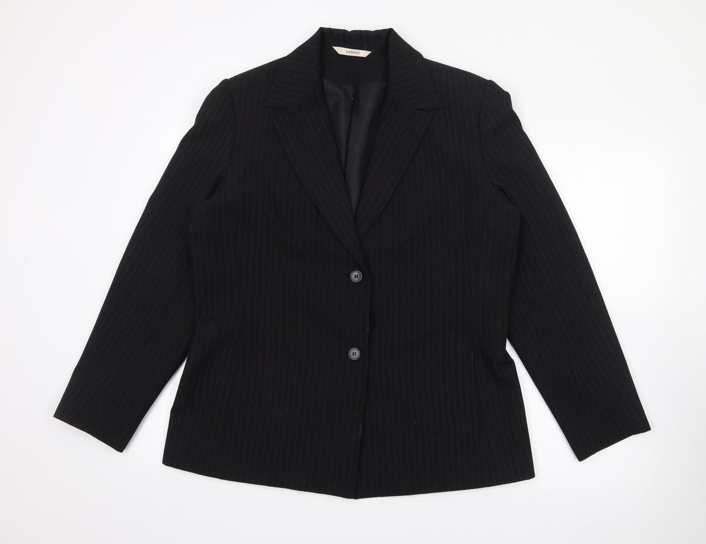 George Womens Black  Polyester Jacket Blazer Size 16