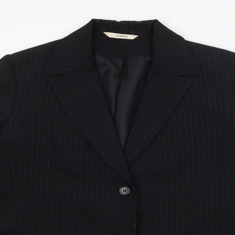 George Womens Black  Polyester Jacket Blazer Size 16