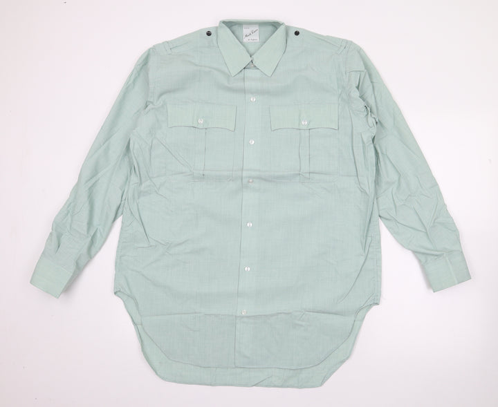 Mark Caine Mens Green  Polyester  Button-Up Size 15.5 Collared Button