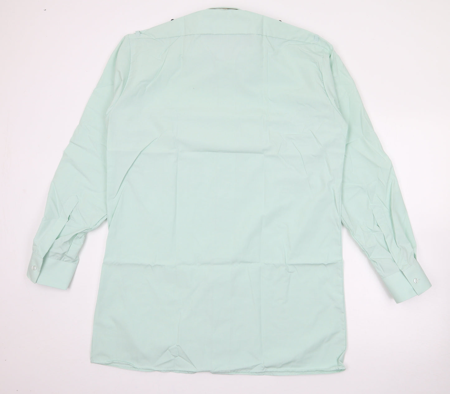 Preworn Mens Green  Polyester  Button-Up Size 16 Collared Button
