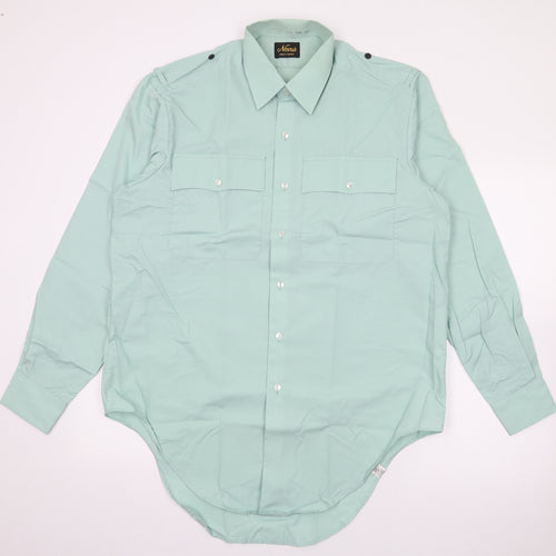 Novus Mens Green  Polyester  Button-Up Size 16 Collared Button