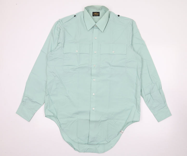 Novus Mens Green  Polyester  Button-Up Size 16 Collared Button