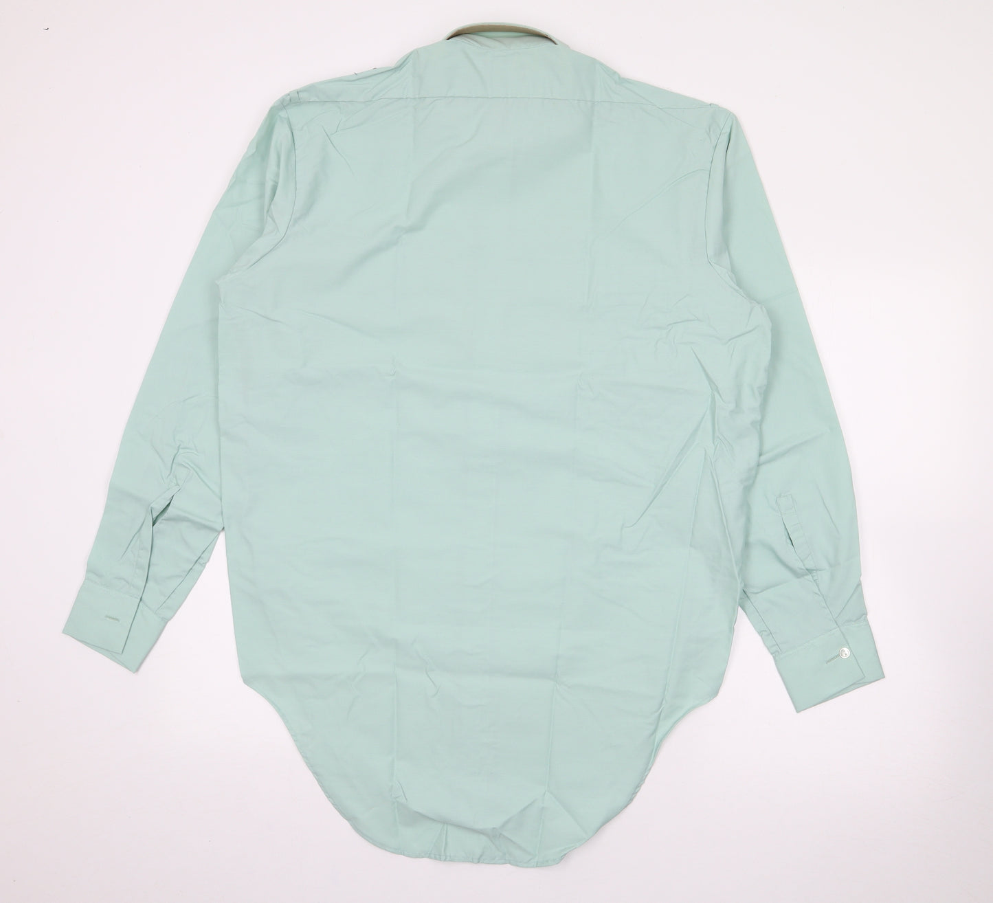 Novus Mens Green  Polyester  Button-Up Size 16 Collared Button