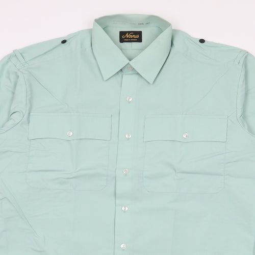 Novus Mens Green  Polyester  Button-Up Size 16 Collared Button