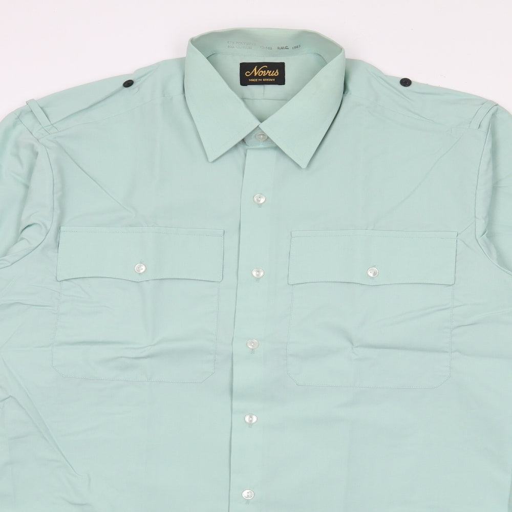 Novus Mens Green  Polyester  Button-Up Size 16 Collared Button