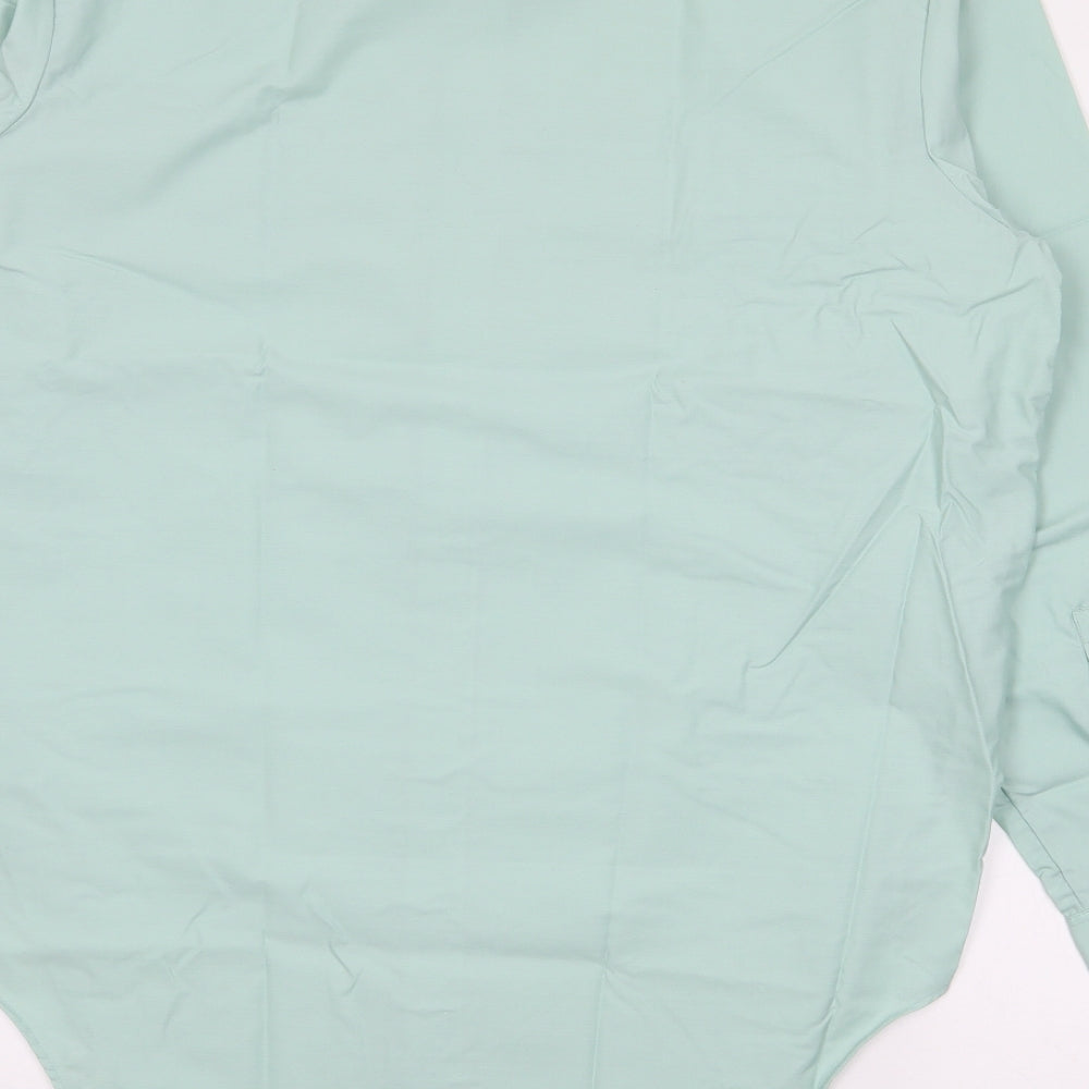Novus Mens Green  Polyester  Button-Up Size 16 Collared Button